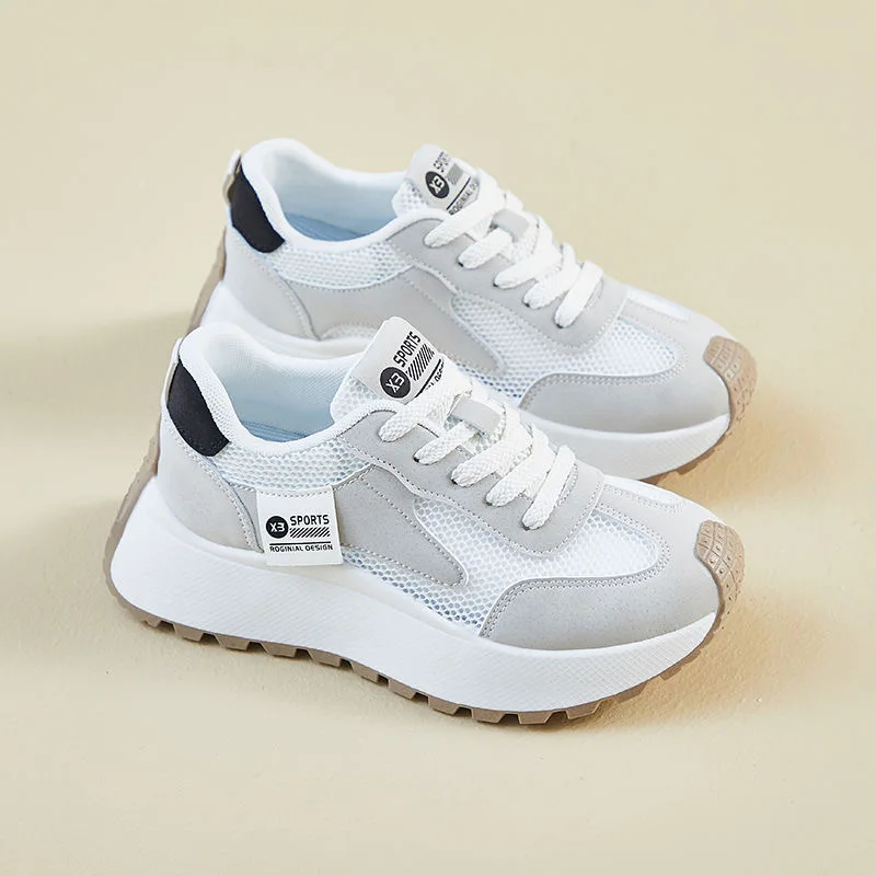 

Summer Women's Shoes New Breathable Hollow Mesh Shoes for Women Korean Style Versatile Thick-Soled Sneakers Casual Dad Shoes