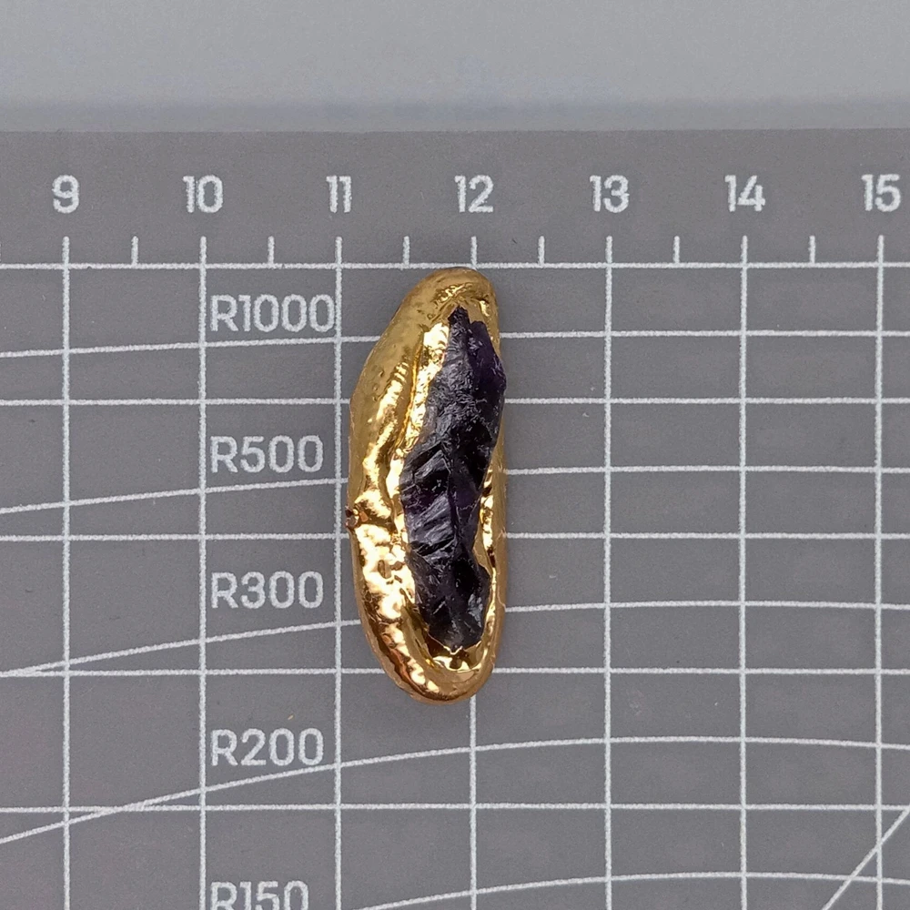 Wholesale 5 pcs 13x32mm natural amethyst rough Beads Gold Plated Edged Beads For Women Jewelry Making Accessories