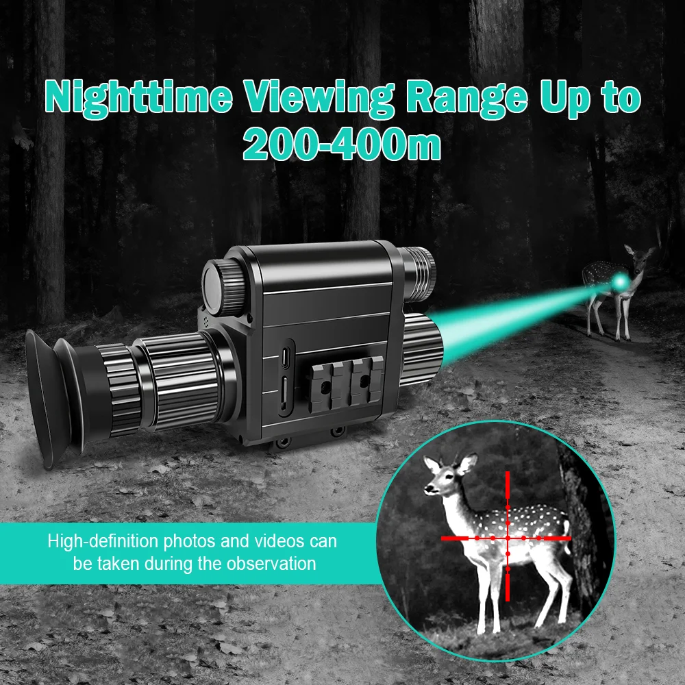 رؤية بندقية للرؤية الليلية للصيد في الهواء الطلق، كاميرا 1920*1080 مع تكبير 5x، شاشة 1.2 بوصة مرت اختبار قطرة 1.8 متر