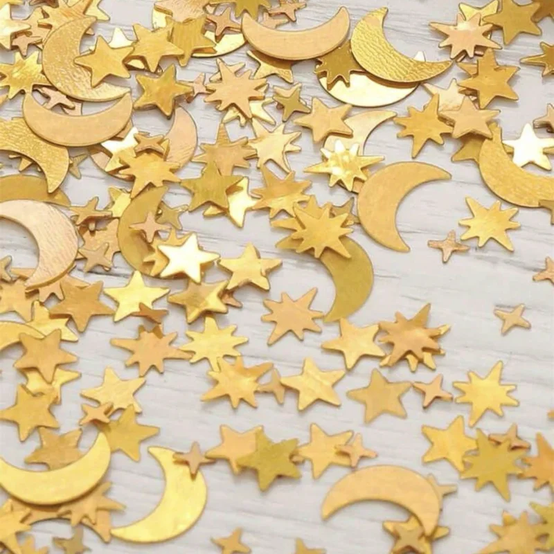 15g Moon & Star Star Dots Table Confetti Golden Silver Sequins Baby Shower Birthday Party Bapstim Wedding Anniversary Advertise