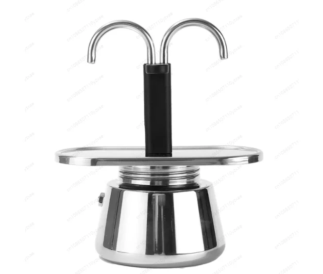 

Мока-горшок с двойной трубкой, кофейник из нержавеющей стали, итальянская кофеварка, посуда для эспрессо, чайник, электрическая плита с подогревом