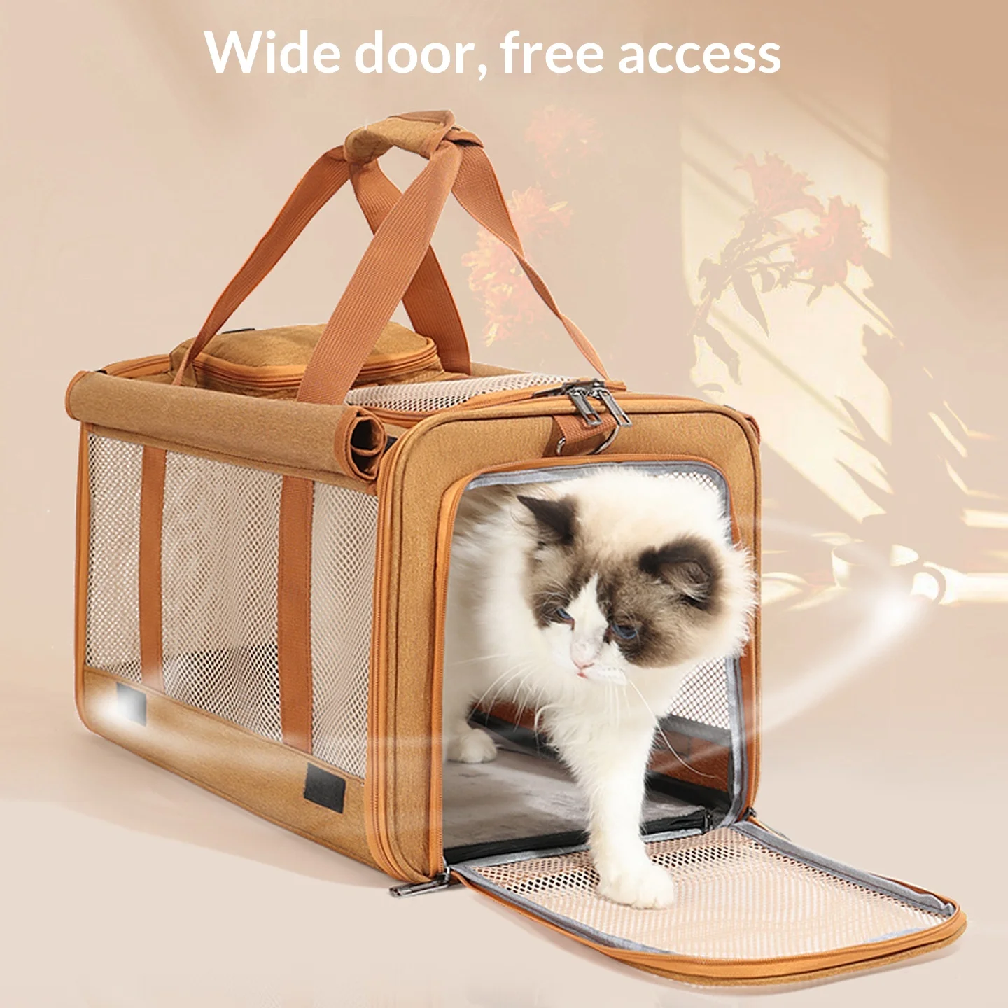 Transportín plegable transpirable para gato, bandolera coche - imagen 2