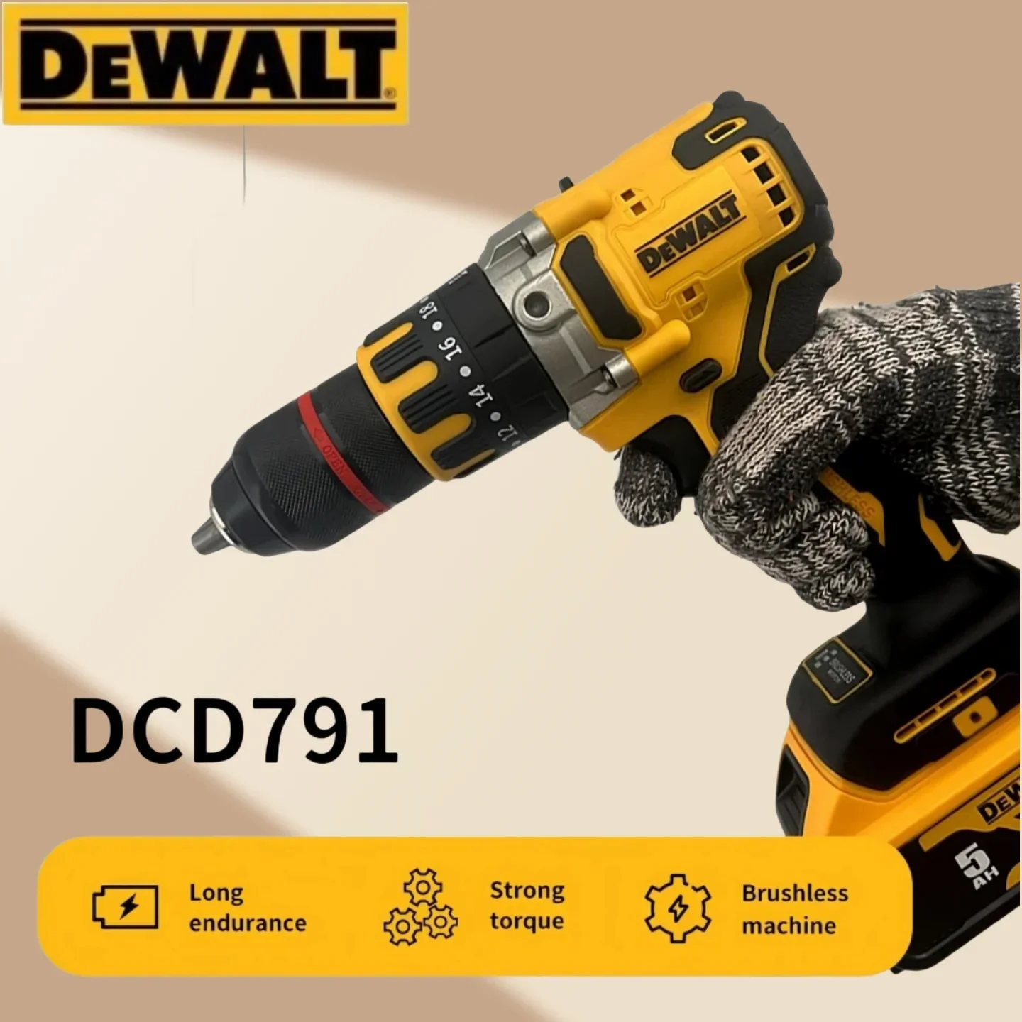 Dewalt DCD791 Electric Impact Drill Brushless Strong Power 20V Lithium  Wireless Speed Change  Home Rechargeable Electric Tools