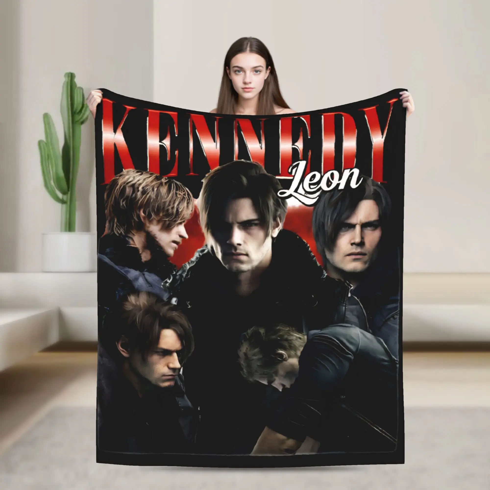 Leon Kennedy Requiem  Resident Evil 9 Requiem Blanket  Warm Plush Throw Blanket For Boy Girl Bedroom Flannel Bedspread Bed Cover