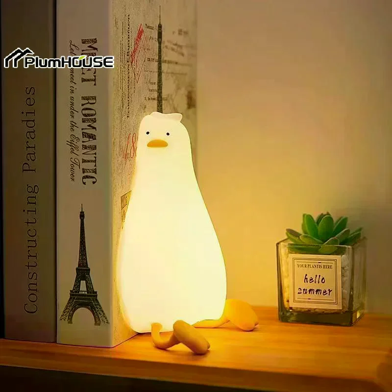 LED Duck Night Light for Baby Bedroom Rechargeable Touch and Clap Control Cartoon Silicone Lamp for Boys and Girls Nightlight