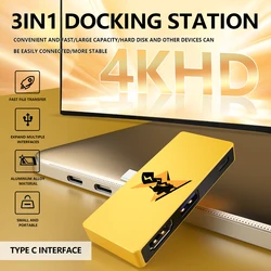 USB C-HDMI 멀티포트 어댑터, HDMI 1.4,PD 100W 충전, 아이패드 프로, 스위치, 델 XPS용 USB3.0(5Gbps) 포트, 3 인 1