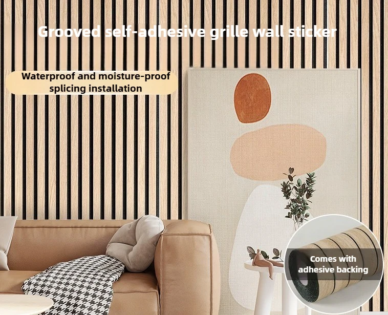 40x300cm Soundproof PVC Grid Wall Covering Panel Self-Adhesive Thickened Waterproof for Bedroom Living Room Background Decor DIY