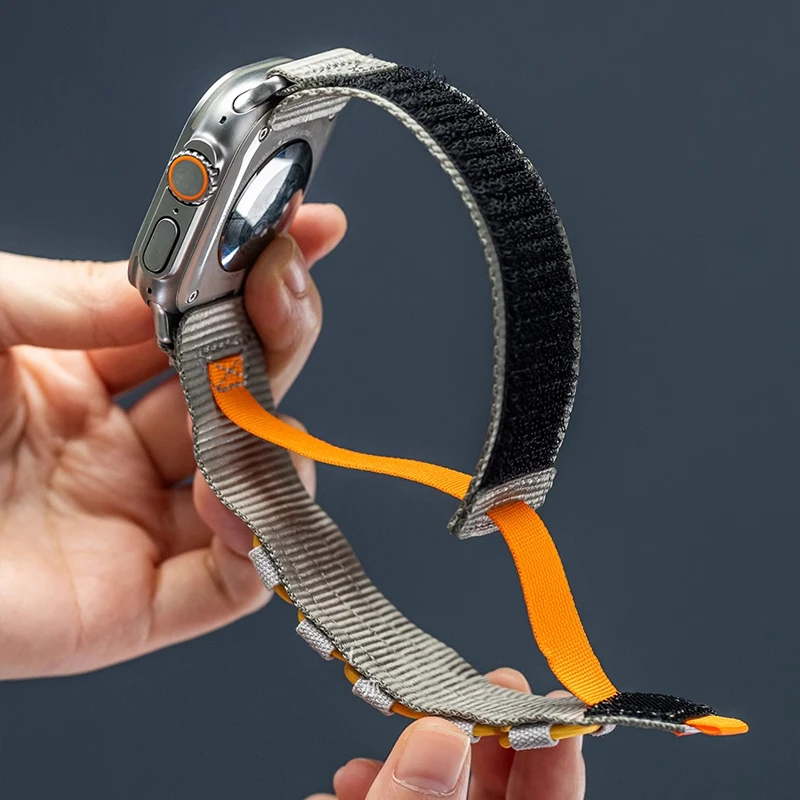 Спортивный ремешок для Apple Watch Ultra 2 10 9 8 7 6 SE 5 4 Открытый нейлоновый браслет Ремешок для iWatch 38 мм 40 мм 41 мм 42 мм 45 мм 46 мм 49 мм