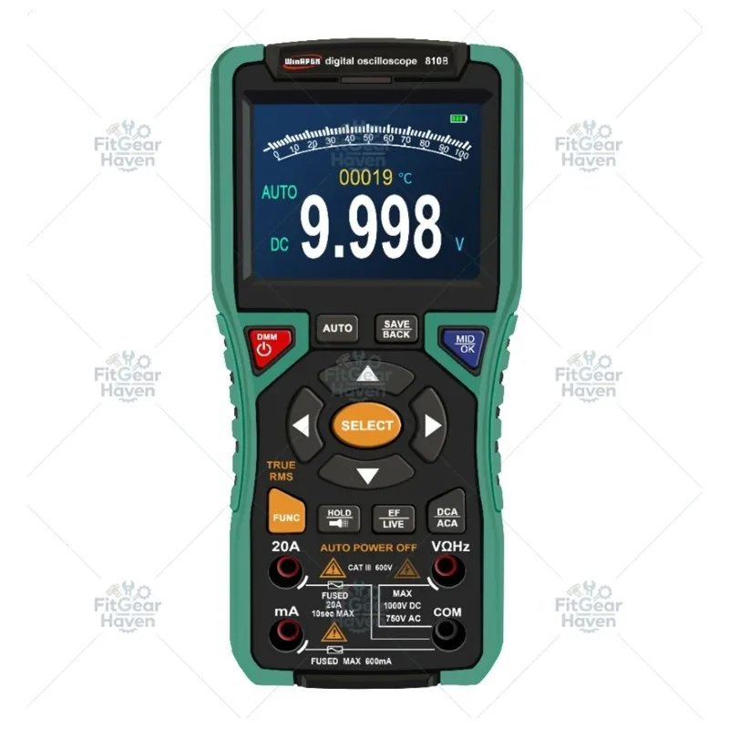 Professional Rechargeable Oscilloscope Multimeter, 10MHz 50MSa/s 6000 Counts RMS for Electrical Work