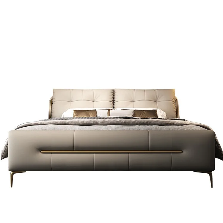 

Bed Italian master bed 1.8 meters leather art light luxury