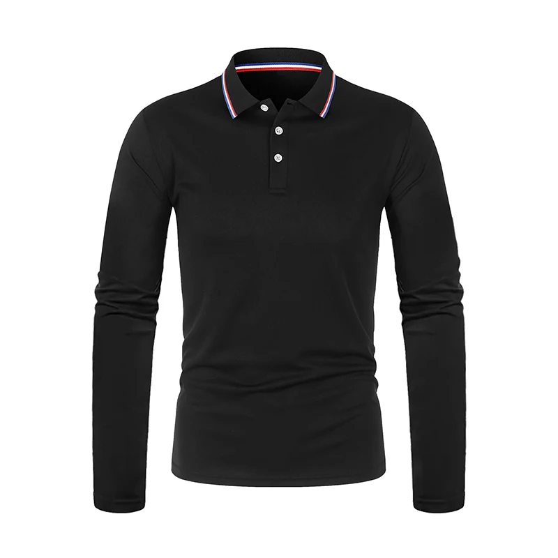 Men Spring Autumn Casual Solid Breathable Pure Cotton Polo Shirt Hot Fashion Male Business High Quality Long Sleeve T-Shirt