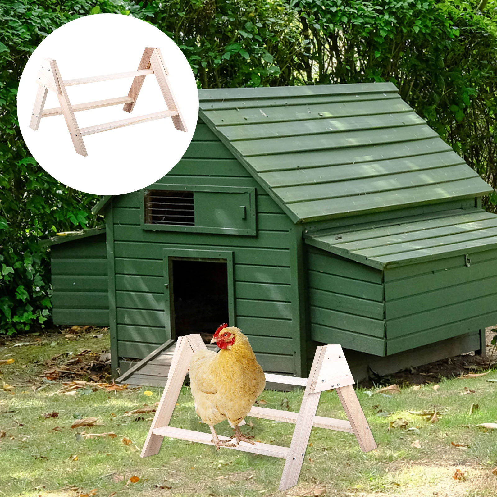 

Chicken Stand Rack Durable Wood Perch Bird Cage Chick Rooster Pet Training Toy Parrot Ladder Portable Supplies