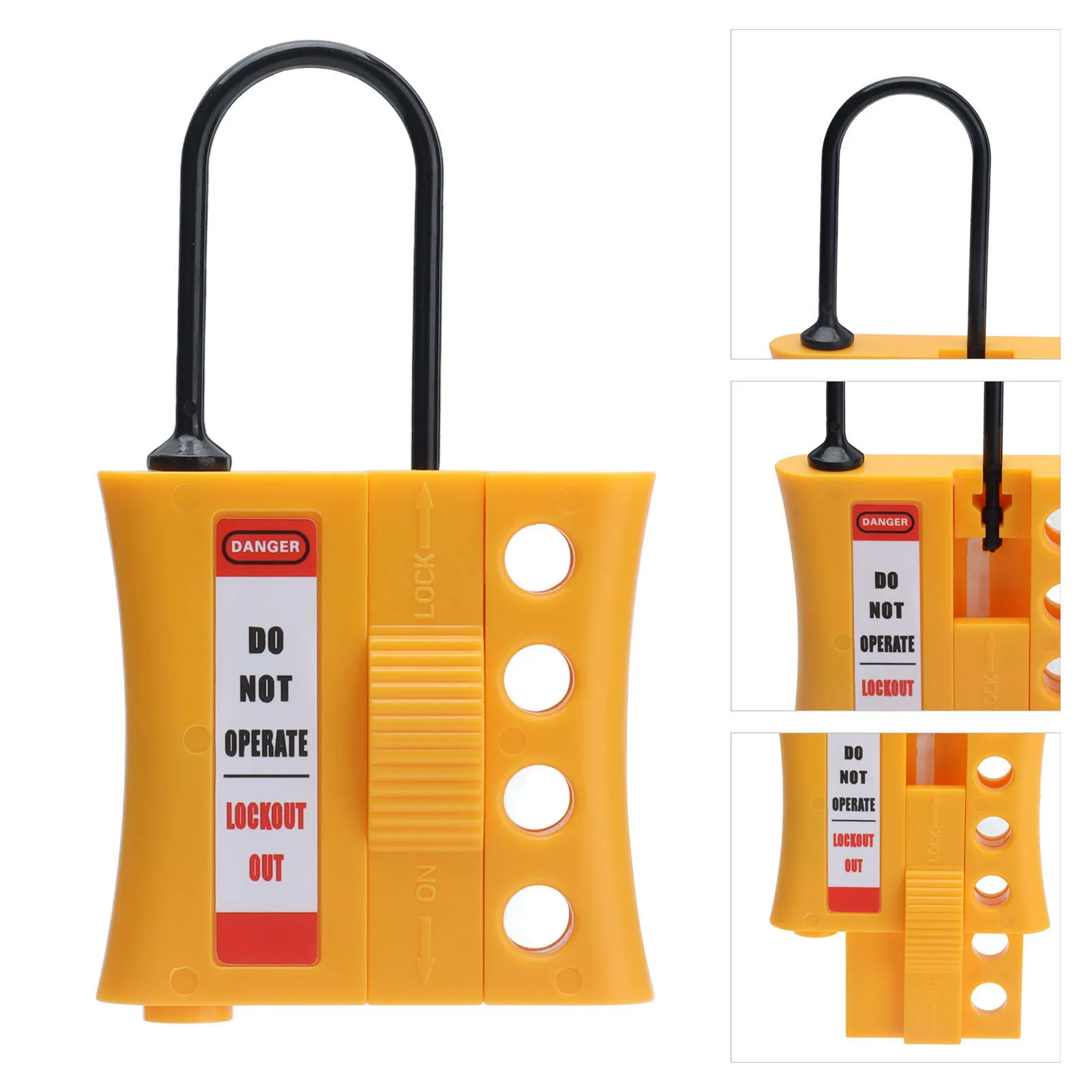 Hasp Tagout Stop Lockout Hasp Tagout Stop Lockout Nylon+ABS 4 Hole Insulated Loto Safety Lock for 3‑6mm Keyholes Loto Hasp
