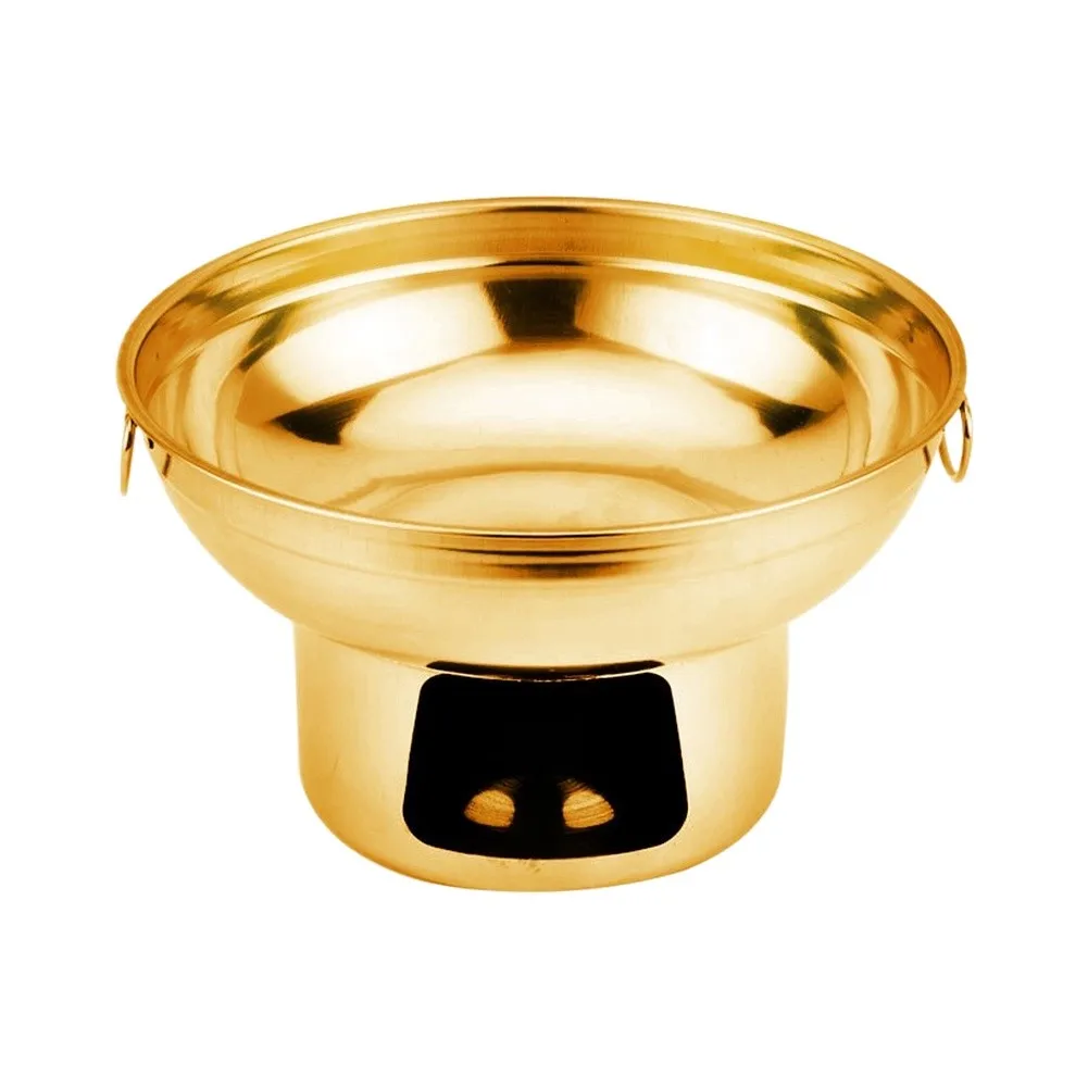 For Individual Size Charcoal Hot Pot in Gold Stainless Steel for Home Dining Catering and Social Events 21x16 cm