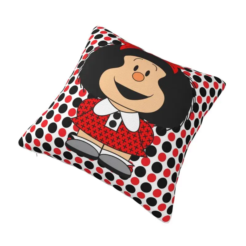 Funda de cojín de poliéster para sofá, cubierta de almohada de dibujos animados, personalizada, nórdica, divertida, Mafaldas, Quino Comics, Argentina