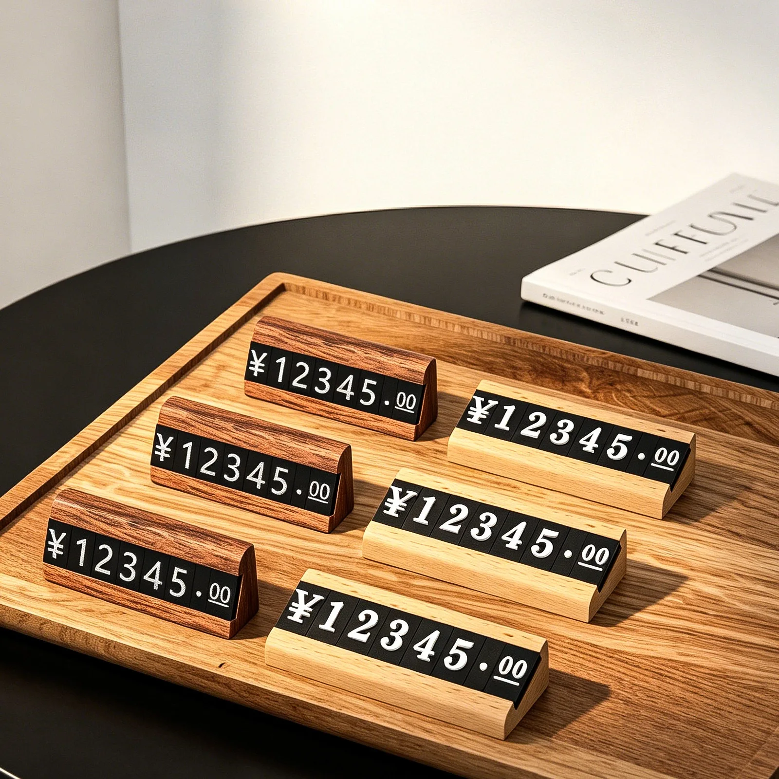 10 Sets / Box Jewelry Watch Shop Small Dollar Euro Price Sign Label Holder Adjustable Number Wood Price Cube Tags