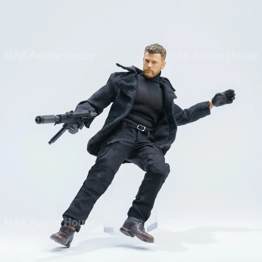 Romankey 1/12 Chris Black Outfit Set Windbreaker Pants High Neck Shirt Model For 6'' Male Action Figure Soldier Body Doll