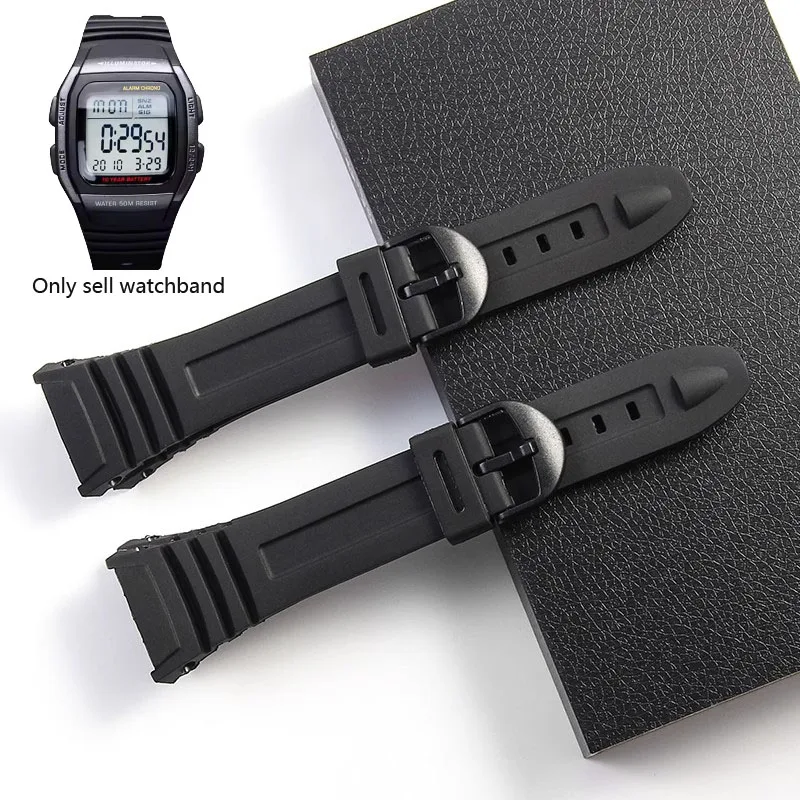 Silicone Waterproof Watchbands for Casio 3239 W-96H-1A 2A 9A Electronic Watch Dedicated Strap Sport Rubber Men's Black Bracelet