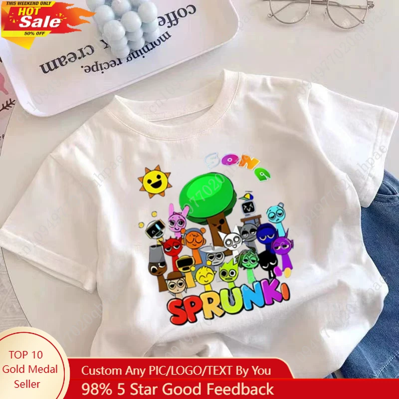 

New Kids T Shirt Cartoon Sprunki T-Shirt Children'S Horror Game Graphic Print T-Shirt Boys Fashion Boys/Girls Universal Clothes