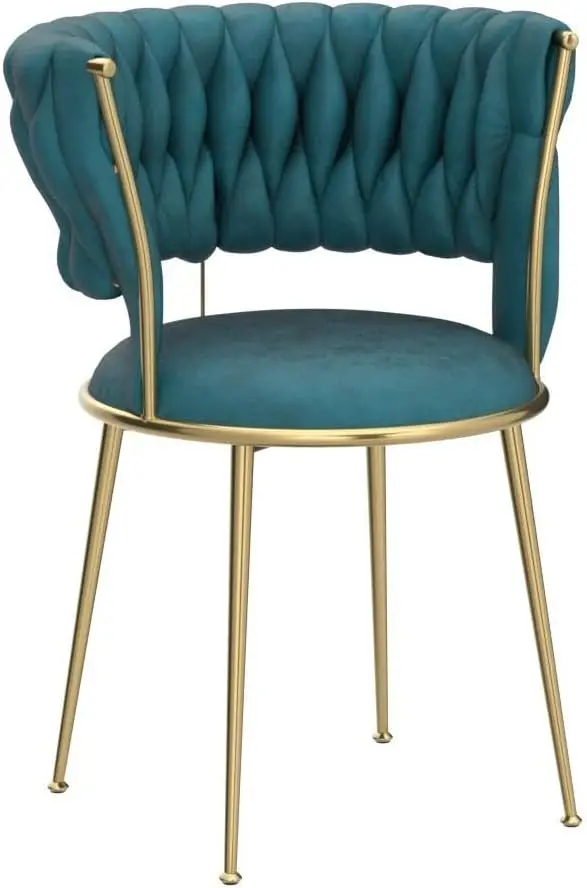 Modern Velvet Dining Chair Set Living Room Hand Woven Decorative Chairs - Dining Room Kitchen Dresser Living Room Metal Legs