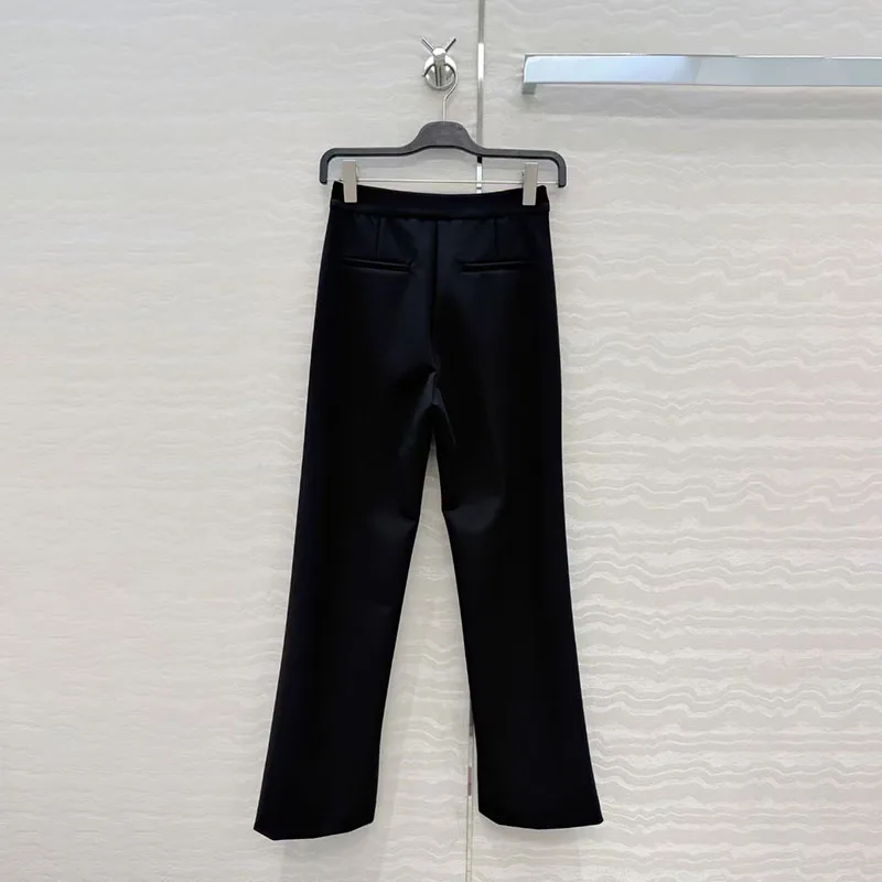 Classic Black Women's Pants, Straight-Leg Pants with Slits at the Hem, Fashionable Casual Wide-Leg Pants, 2026, New Arrival, Y2K