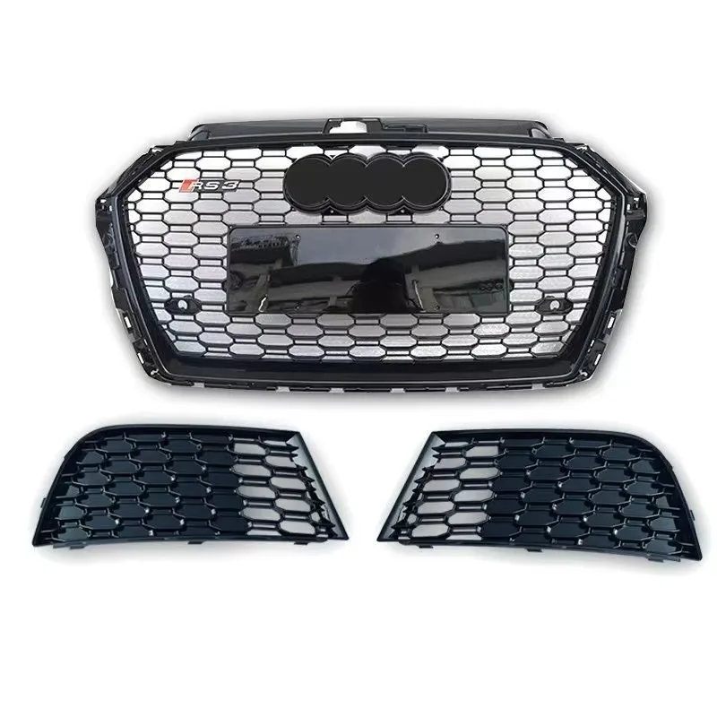 

For AUDI A3 S-Line S3RS3 2017 2018 2019 2020Honeycomb Mesh Fog Lamp Cover Accessor 2pcs Car Front Bumper Fog Light Grille Grill
