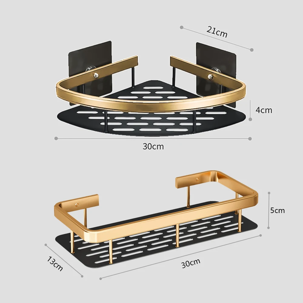 Estante esquinero de baño sin perforación, estante de almacenamiento de ducha de aluminio, a prueba de óxido, soporte para champú, accesorios de baño