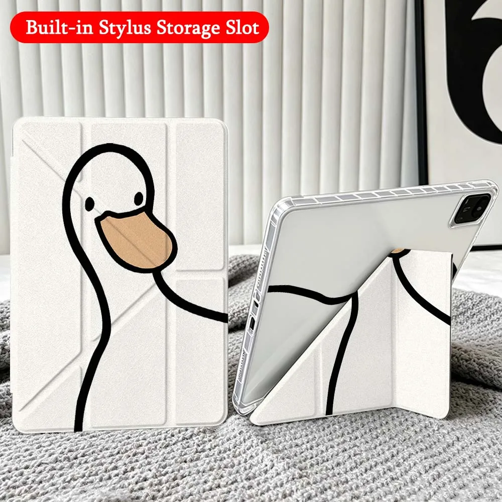 Duck Selfie Phone For Xiaomi Redmi Poco Pad 5 6 7 8 Pro SE 11 11.2 12.1 Inch Transparent Y-Shaped Folding Tablet Case