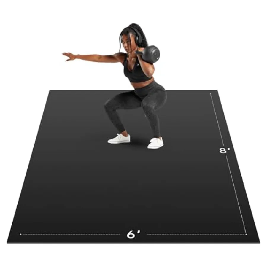 

Очень большой коврик для фитнеса 10' x 6' (7 мм толщиной), высокоплотный, нескользящий, для домашнего спортзала, идеально подходит для йоги и тренировок, черный цвет.