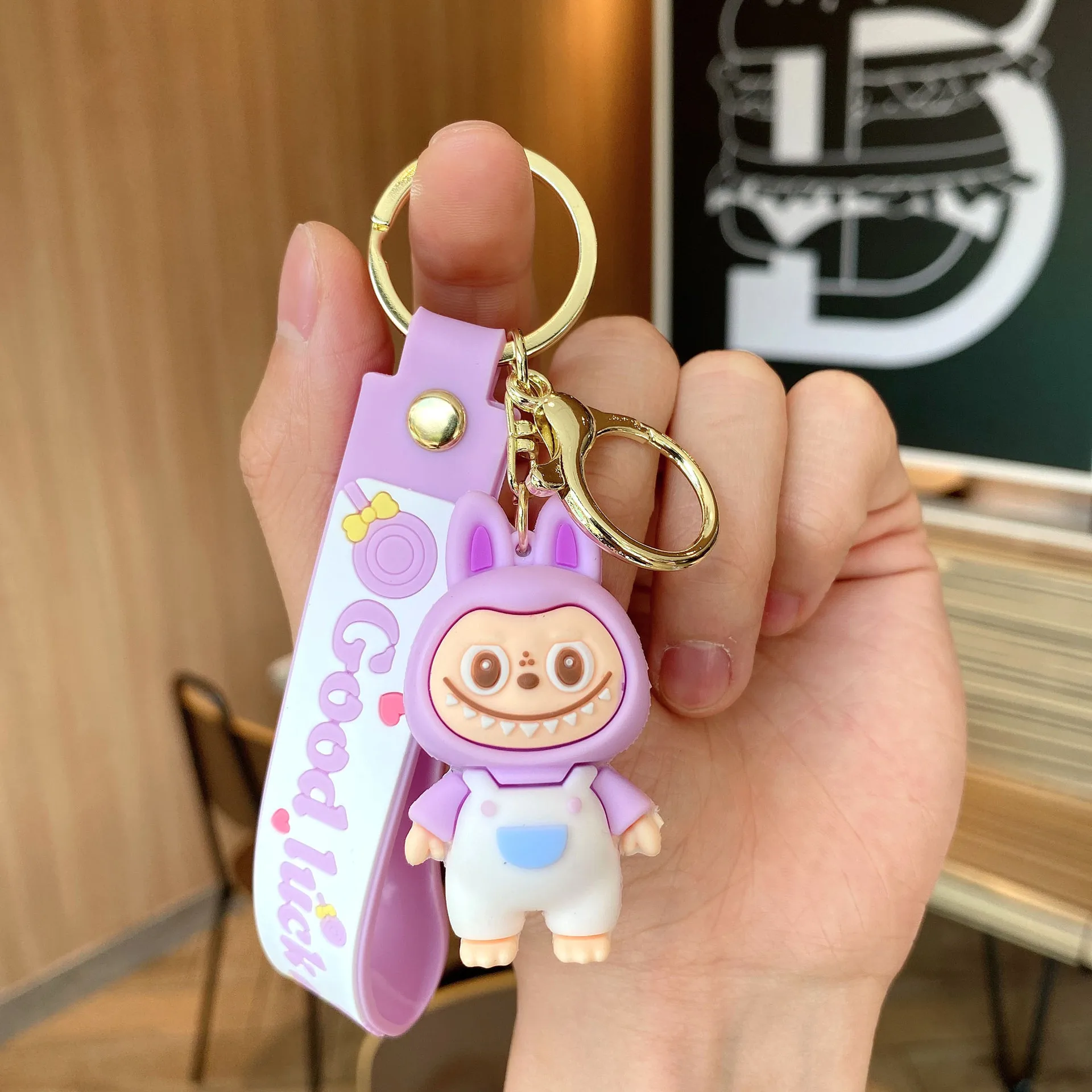 Nette Labubu Schafe Weiche Gummi Puppe Cartoon Schlüsselbund Auto Schlüssel Kette Paar Tasche Hängende Ornamente Kinder Spielzeug Mädchen Geschenk