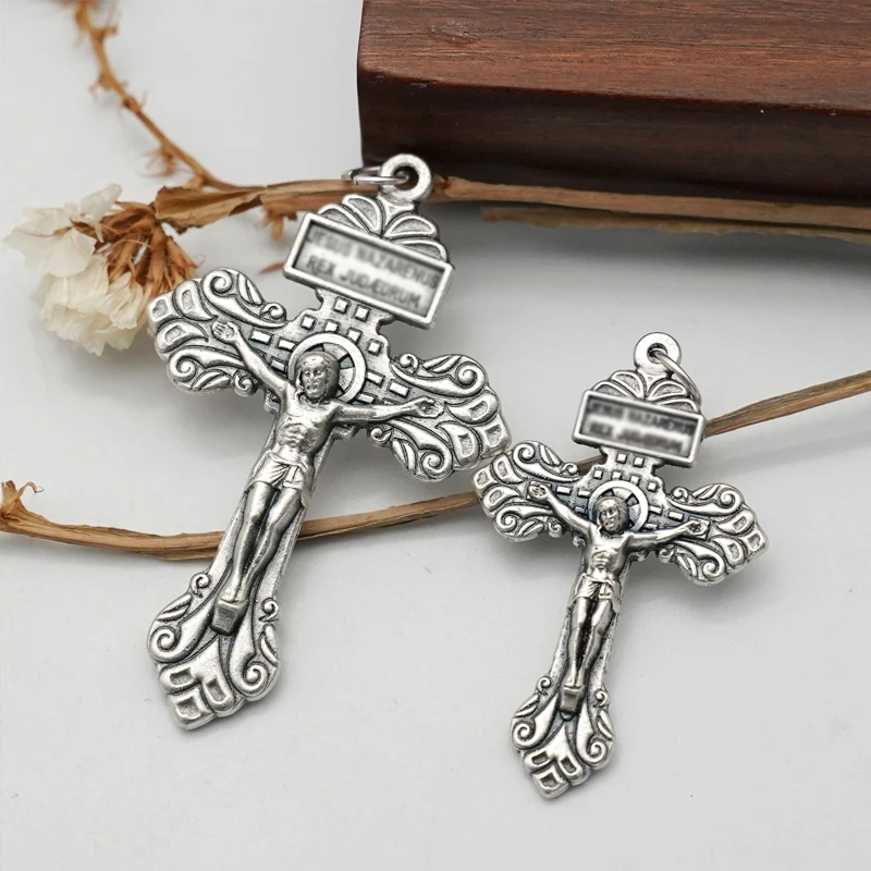 Bittern Cross Pendant for Jewelry Making Women Euro-American Fashion Christianity Neclaces Bracelets Rosary DIY Accessories