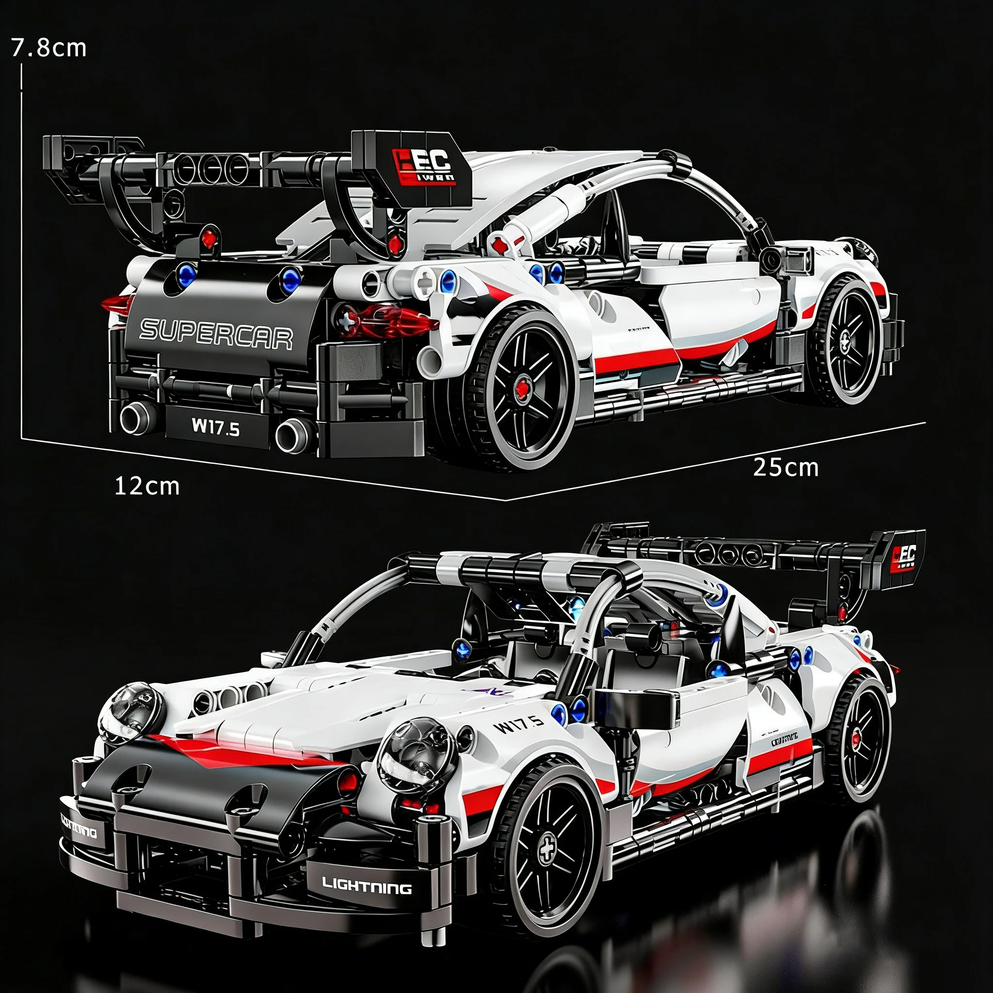 

Набор из 400 классических белых строительных блоков для сборки спортивного автомобиля, модель гоночного автомобиля для мальчиков, игрушки-суперкары с функцией отката назад.