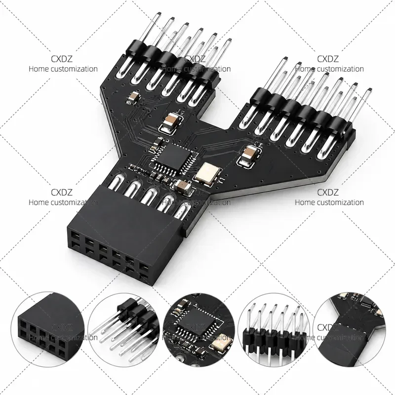USB 2.0 Hub Expansion Cable 9 Pin to 4 Port or 2 Port Motherboard Header Adapter for PC Mainboard Circuit Board Connection