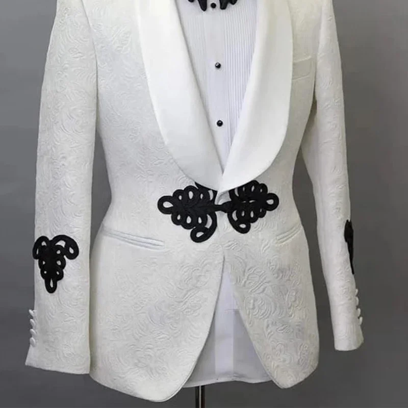 Une pièce Floral Blazer pour hommes Slim Fit blanc Costume veste châle revers sur mesure mariage manteau mâle mode Costume 2022 Une pièce Floral Blazer pour hommes Slim Fit blanc Costume veste châle revers sur mesure m