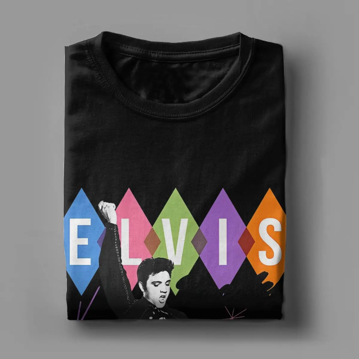 Vintage E-Elvis Presley Dancing Star T-Shirt for Men Crew Neck Pure Cotton T Shirts Short Sleeve Tees 4XL 5XL 6XL Clothes