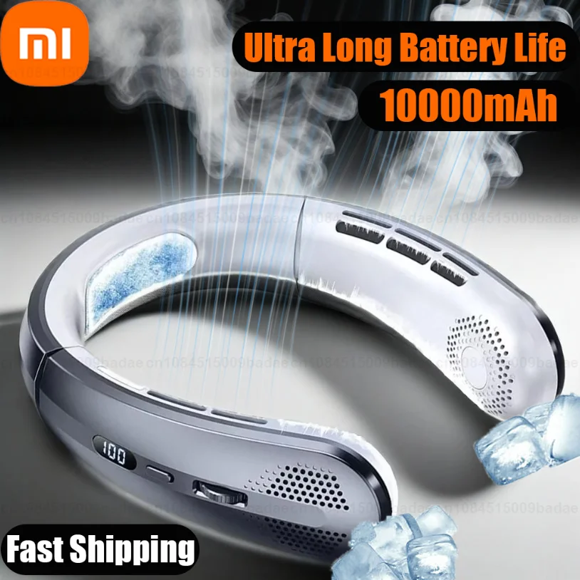 

Xiaomi 10000 мАч USB подвесной вентилятор на шею портативный безлопастной мини перезаряжаемый бесшумный светодиодный цифровой дисплей электрический воздухоохладитель портативный