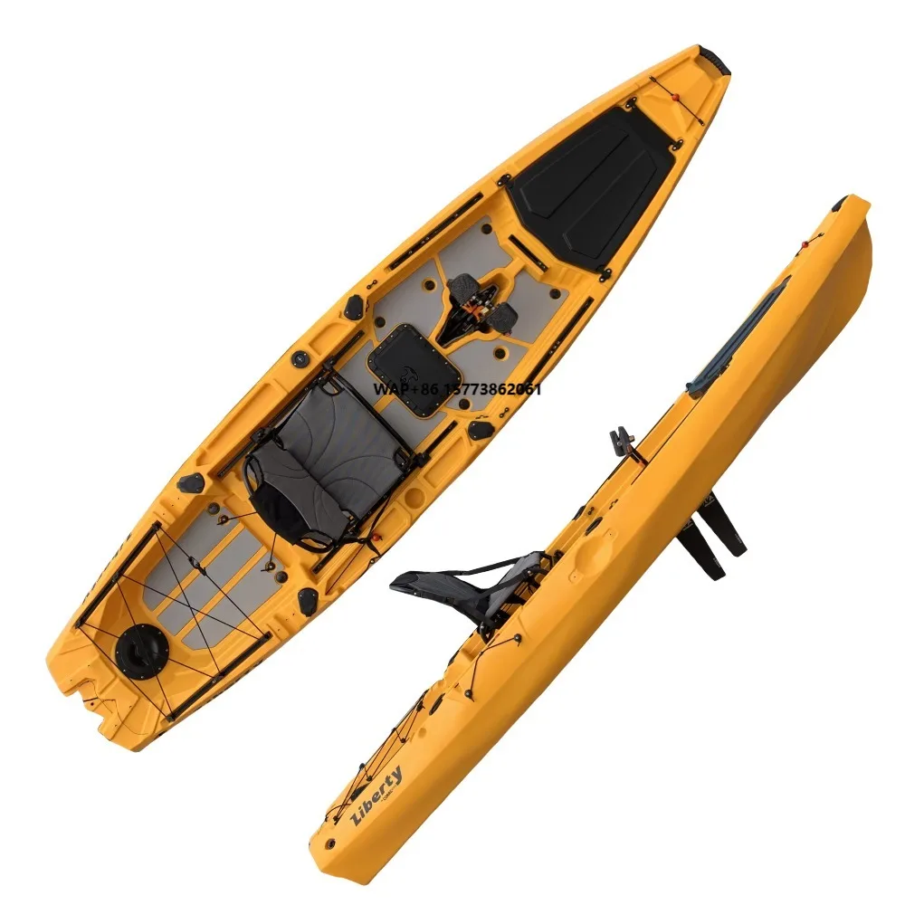 

New Design 3.6m Single Fishing Kayak Pedal Kayak Pedal Drive Kajak Aluminum Seat Big Hatches