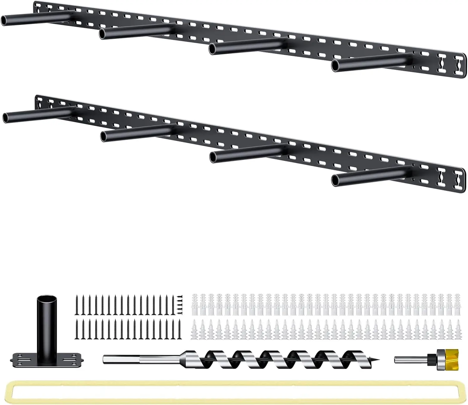 43'W X 6'D X 1.5'H Black Heavy-Duty Hidden Floating Shelf Brackets Set of 2, Decorative Floating Mantel Hardware Fit for 2'-3.5' Thick Shelves, Wall Mount Support for Fireplace Mantel & Floating Shelves