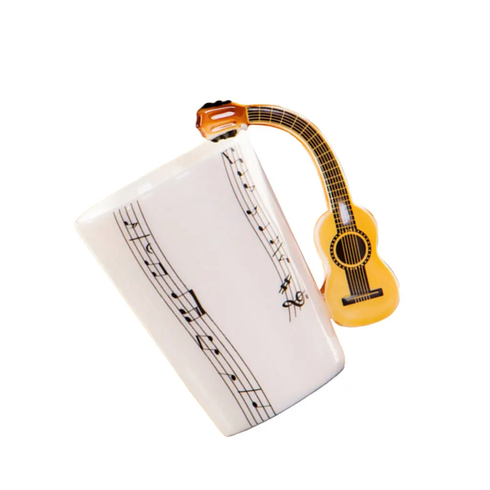 

Unique Creative Ceramic Drinking Mug Guitar Style Handle Strong Durability Ideal for Coffee Tea Water Home Office Gift