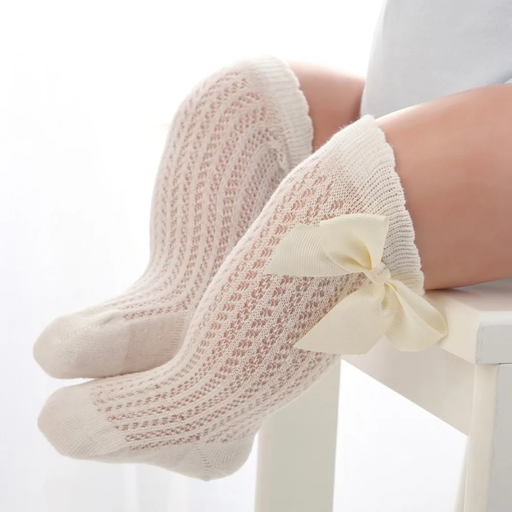 

New Fashion Breathable Mesh Baby Girls Socks Cotton Big Bow Mesh Stockings Thin Stockings Summer