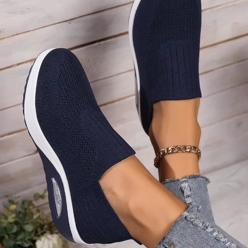 Women Fashion Vulcanized Shoes Platform Solid Color Flat Ladies Shoes Casual Breathable Wedges Ladies Walking Sneakers