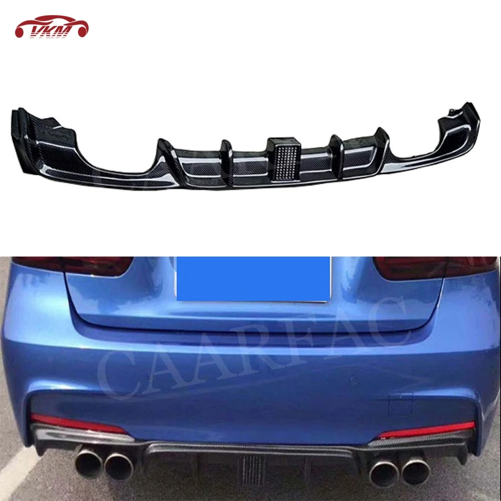 Carbon Fiber Rear Lip Diffuser Spoiler With LED Light For BMW F30 F35 318i 320i 328i M Sport 2012-2018 OO-OO Bumper Guard Parts