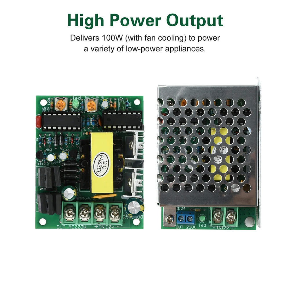 

DC to AC Boost Module 12V to 220V Inverter Board 100W Power Converter with Overheat Protection for Household Appliances