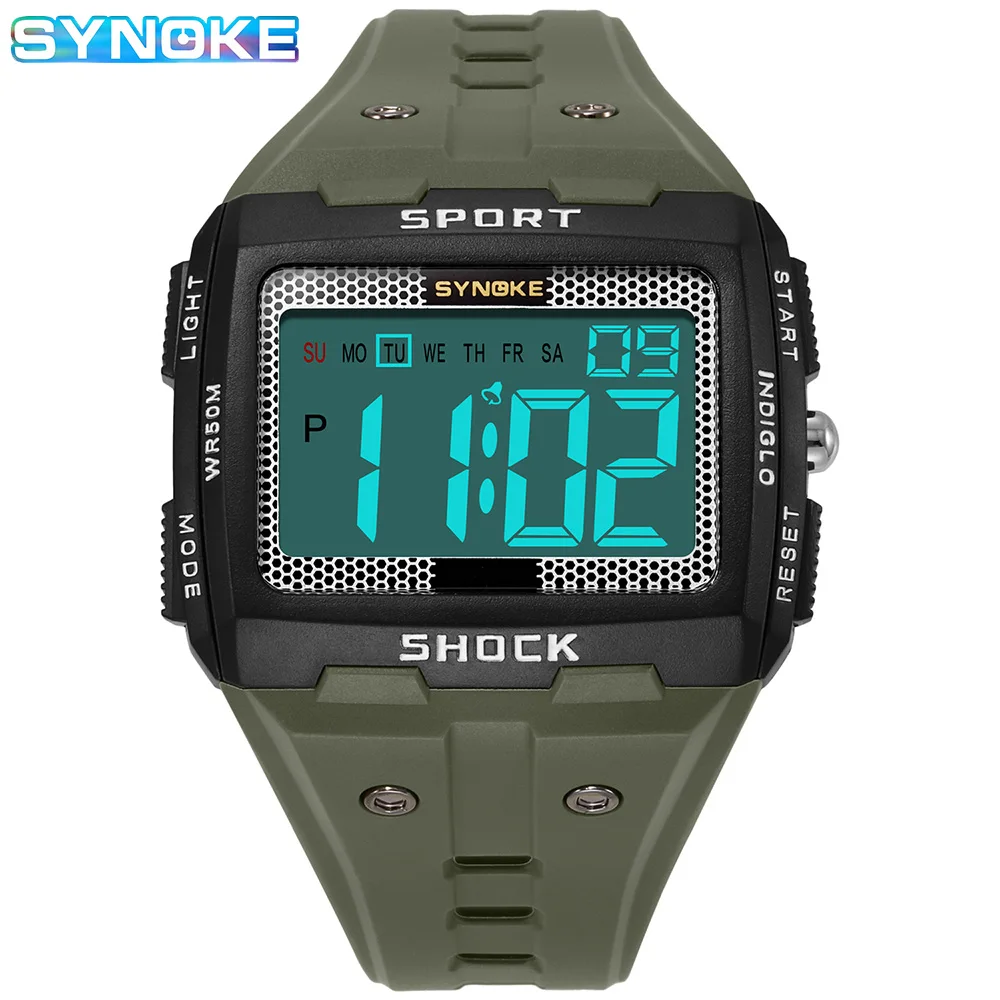 50m Waterproof Men Sports Digital Watches Outdoor LED Electronic Watch for Men Big Number Dial Fitness Wristwatch Dropshipping