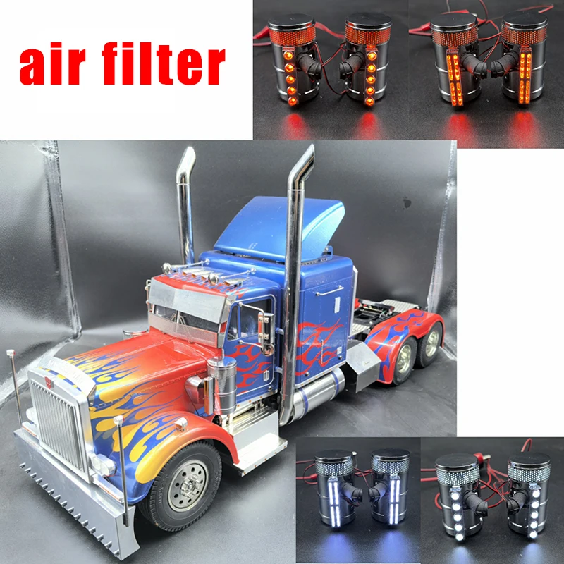 

Air Filter LED Light Decoration Electroplating Process for 1/14 Tamiya RC Truck Trailer Tipper 56301 56344 King Hauler DIY Parts