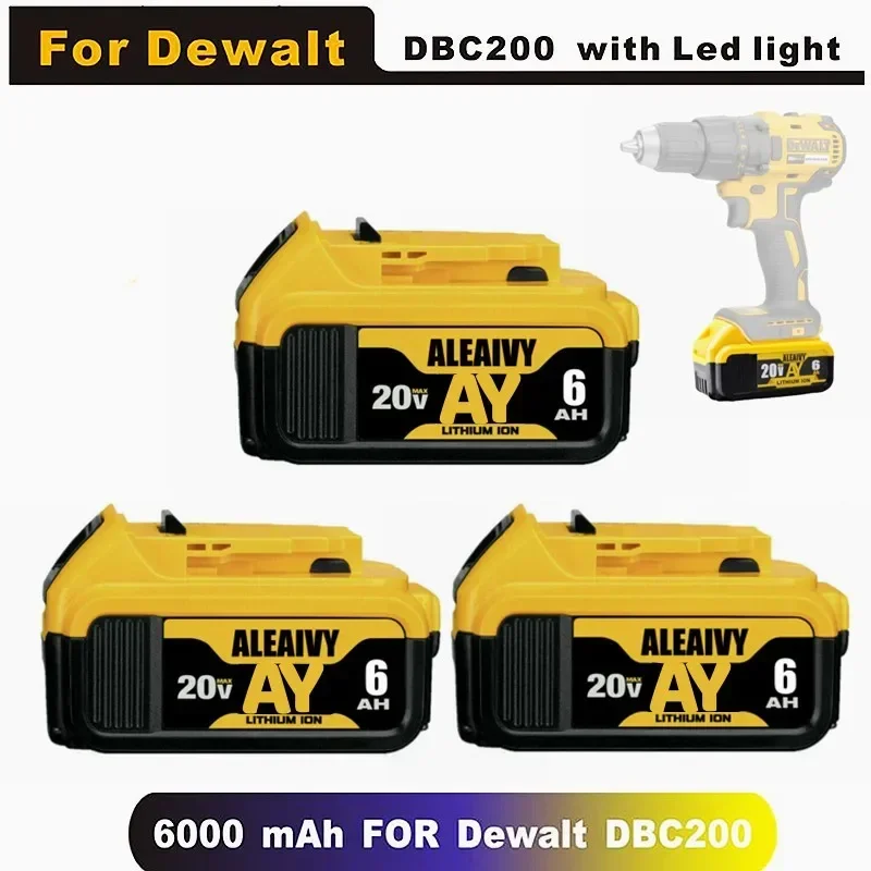 

High-Performance 20V 6.0Ah MAX Extended Life Battery Replacement for DeWalt DCB200-DCB206 Power Tools, Longer Runtime Guaranteed