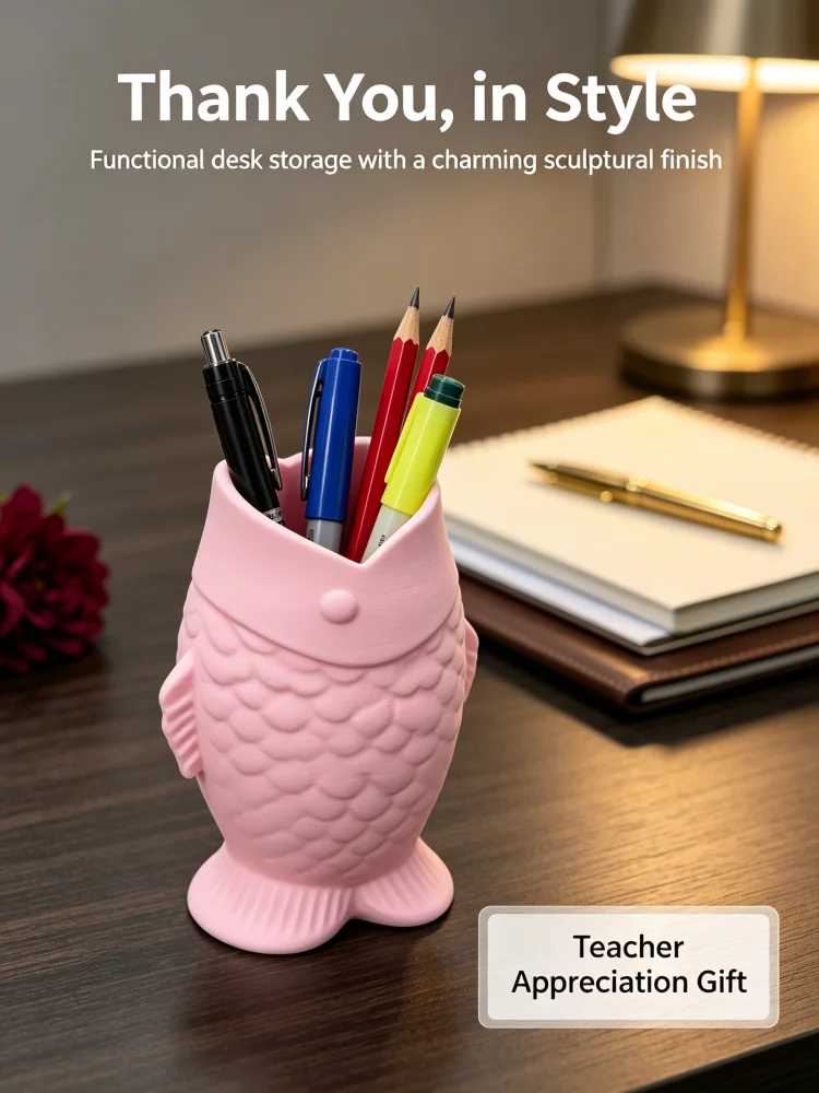 Pink Fish-Shaped Desktop Pen H - Stationery Office Supply Store 评论和价格