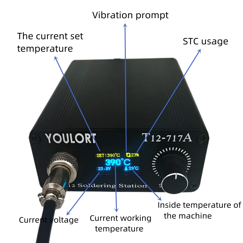 Quick Heating OLED Digital soldering station electronic Soldering Iron welding tool with 907 plastic handle T12-717A