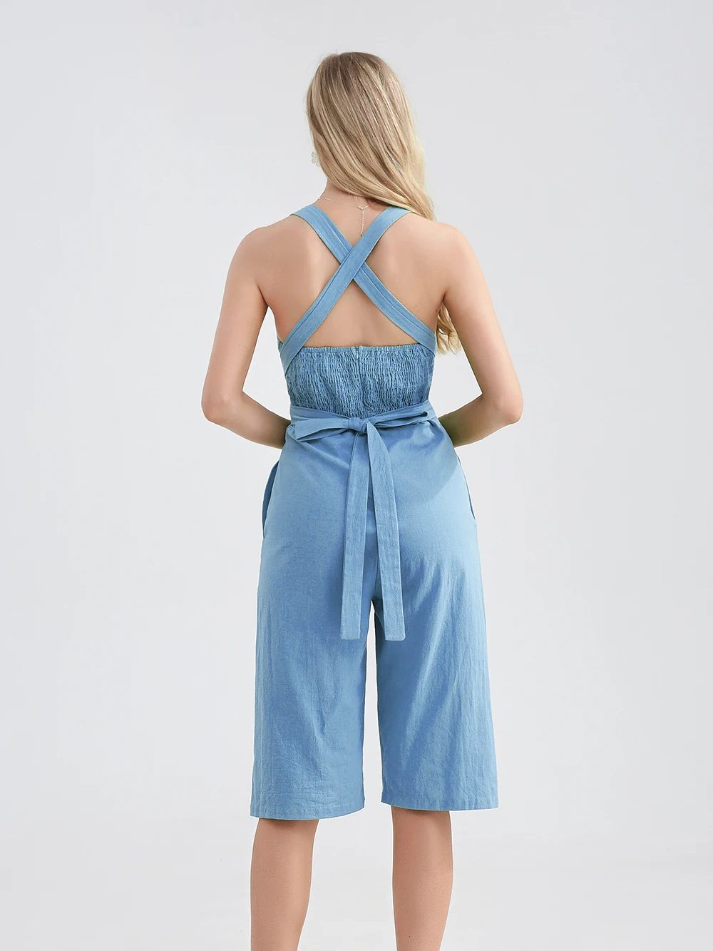 Marwin 2023 Summer Jumpsuits Belt Backless Solid High Street Wide Leg Pants 100% Cotton Female Rompers