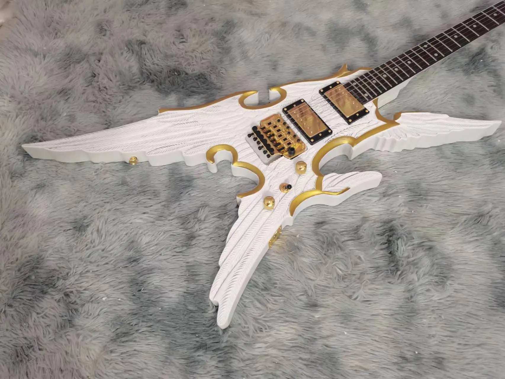 ANGEL'S GUITAR ギター Electric guitar 6 strings, carved Angel guitar, matte white, free